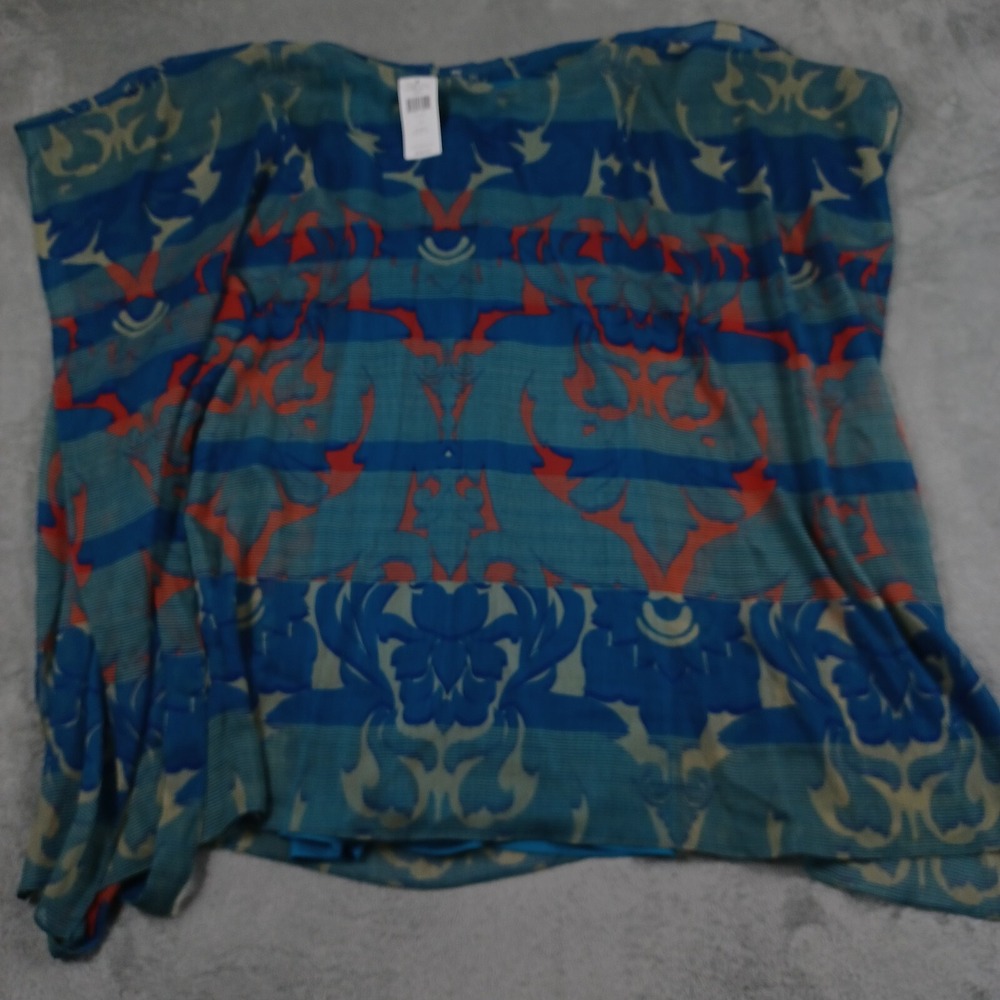 Max And Cleo Dress Womens Small Blue Geometric Sheer Pullover NWT Gabby